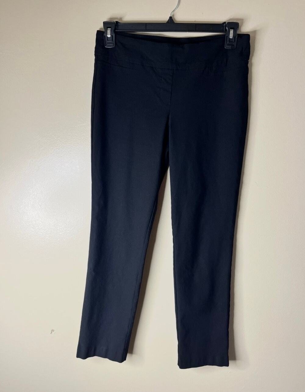 Hilary Radley Women's Mid Rise Stretch Pull on Pants Slim Fit, Black,  Size 10